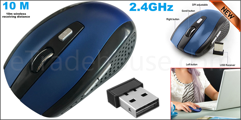 "2.4GHz Wireless Cordless Mouse Mice Optical Scroll For PC Laptop Computer + USB "